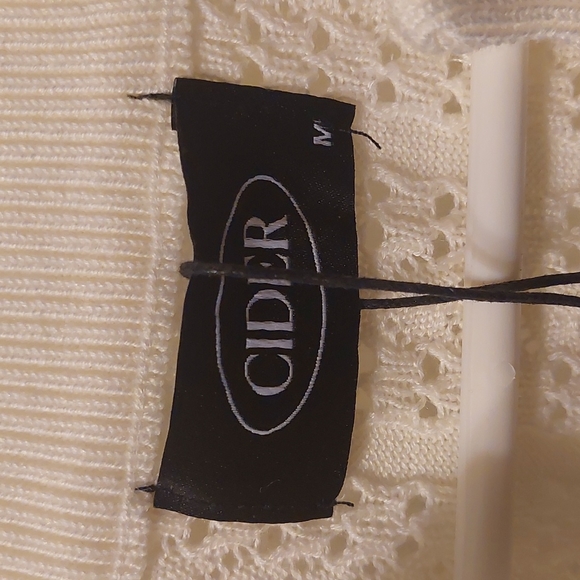 Cider women's bow tie front black ribbon cream short sleeved, crop cardi… - Picture 3 of 6